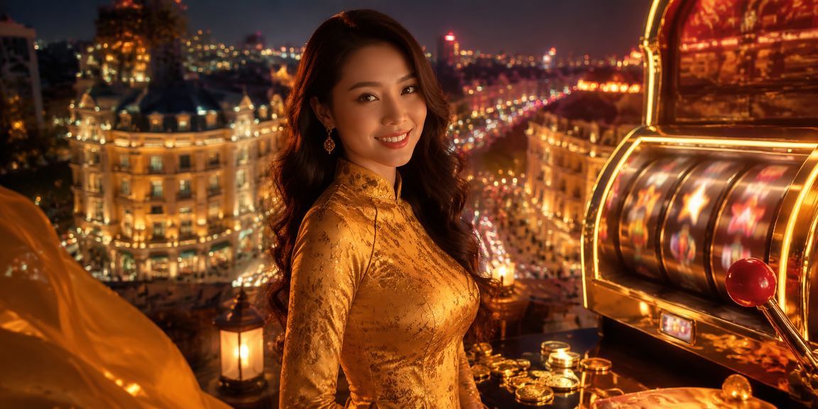 Người dùng tại Hà Nội chơi slot game trên z52 với trang phục áo dài