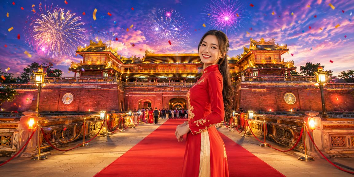 Người dùng mở ứng dụng casino trực tuyến trên điện thoại tại Huế với áo dài truyền thống